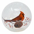 Gift Essentials 6 in. LED Crackle Glass Cardinal Globe Christmas Ornament GE3015
